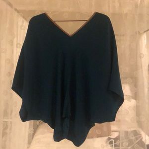 Drew Teal Silk/ Suede Blouse